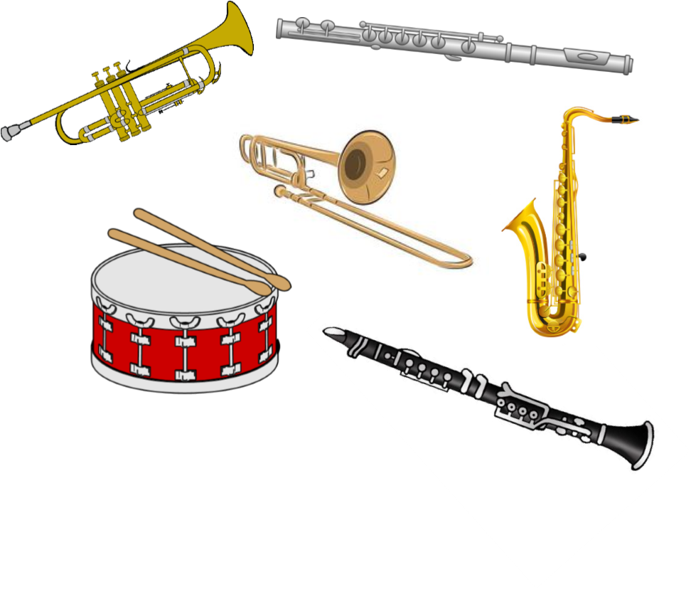 Труба саксофон тромбон. Музыкальный инструмент духовой. Духовые и ударные инструменты. Духовые инструменты для детей. Саксофон барабаны